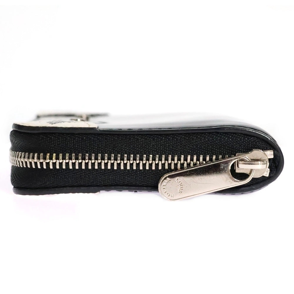 LOUIS VUITTON(ルイヴィトン) ヴェルニ・ミロワール ジッピーコインパース 財布 ウォレット ブラック×ホワイト シルバー金具 エナメル×レザー M67665