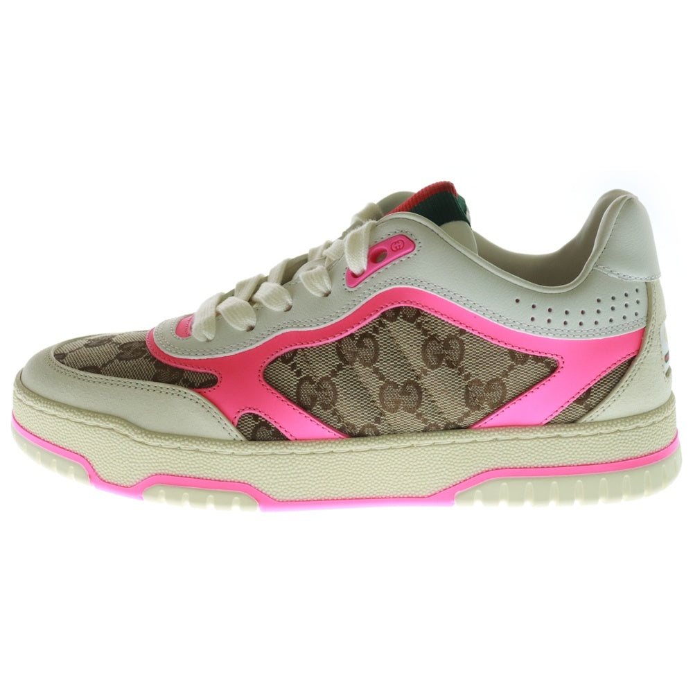 GUCCI(グッチ) GGキャンバス リウェブ ローカットスニーカー ホワイト×ベージュ×ピンク 785452