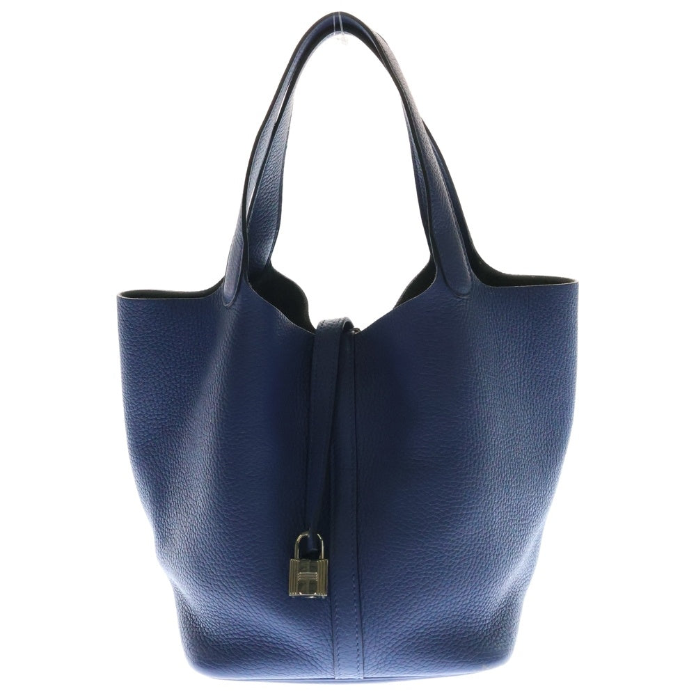HERMES(エルメス) ピコタンロックMM ブルー系 トリヨン シルバー金具 C刻印 ハンドバッグ