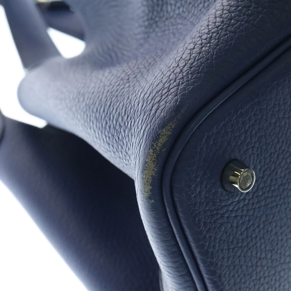 HERMES(エルメス) ピコタンロックMM ブルー系 トリヨン シルバー金具 C刻印 ハンドバッグ