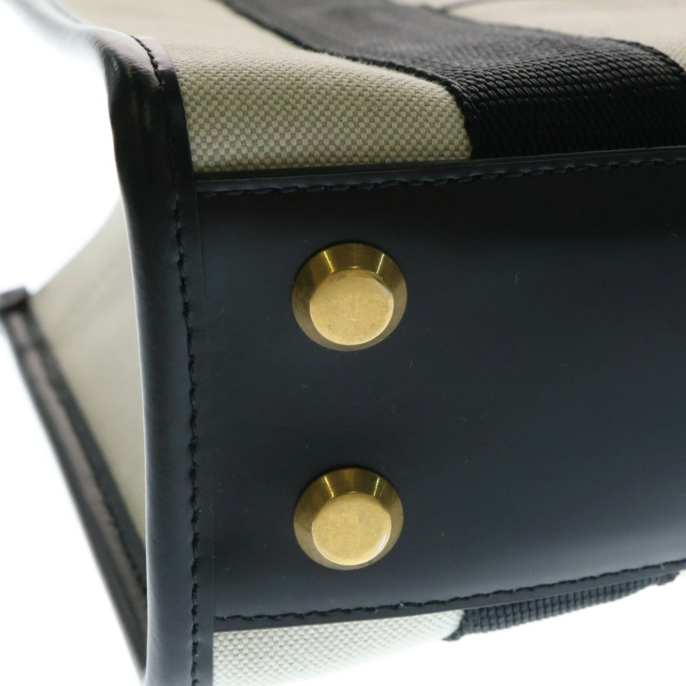BALENCIAGA(バレンシアガ) ハードウェアXS ロゴプリント キャンバス レザー 2WAY ハンド ショルダーバッグ ブラック/ホワイト 693662