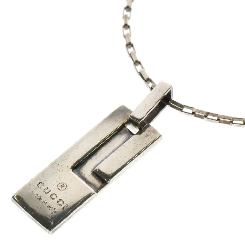 GUCCI(グッチ) ロゴプレート ネックレス ペンダント シルバー チェーン 145170