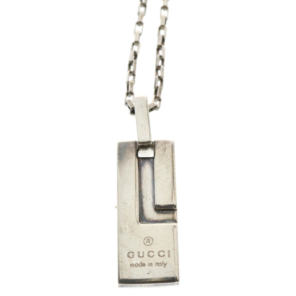 GUCCI(グッチ) ロゴプレート ネックレス ペンダント シルバー チェーン 145170