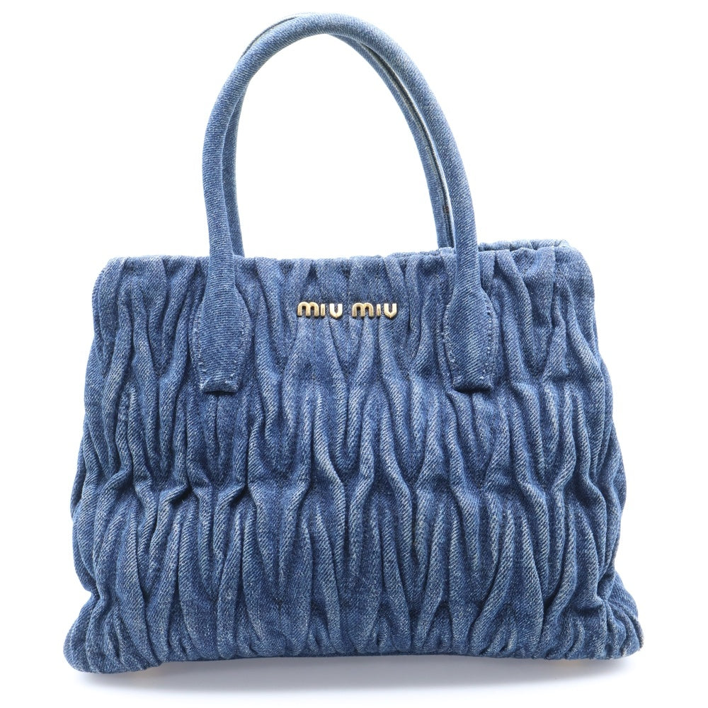 miumiu(ミュウミュウ) マテラッセ ハンドバッグ トートバッグ ミニバッグ ゴールド金具 デニム インディゴブルー RN1069