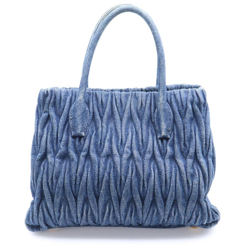 miumiu(ミュウミュウ) マテラッセ ハンドバッグ トートバッグ ミニバッグ ゴールド金具 デニム インディゴブルー RN1069