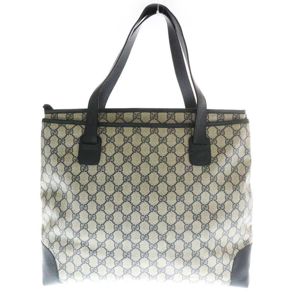 GUCCI(グッチ) GGスプリーム トートバッグ ハンドバッグ ネイビー ゴールド金具 PVC×レザー