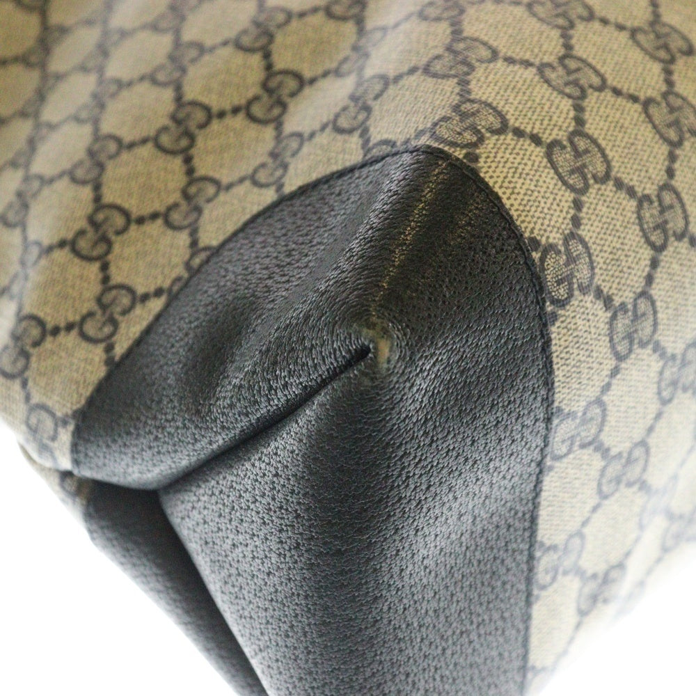 GUCCI(グッチ) GGスプリーム トートバッグ ハンドバッグ ネイビー ゴールド金具 PVC×レザー