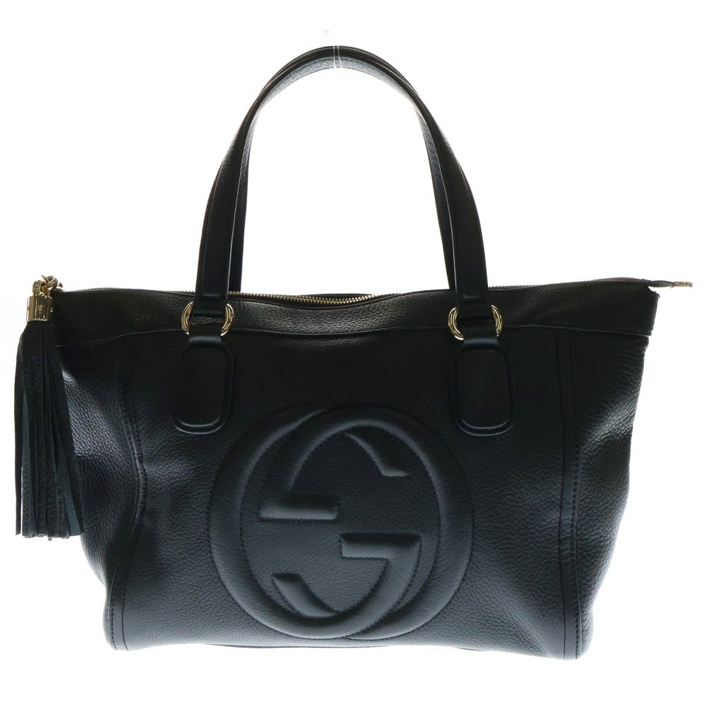 GUCCI(グッチ) ソーホー フリンジ ハンドバッグ トートバッグ ブラック レザー ゴールド金具 282307
