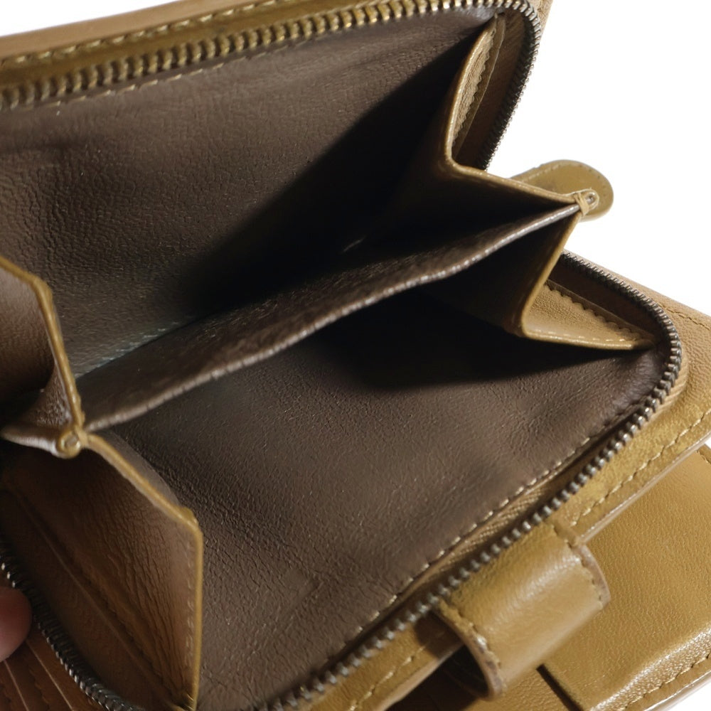 BOTTEGA VENETA(ボッテガヴェネタ) イントレチャート 二つ折り財布 コンパクトウォレット コインケース ブラウン キャメル レザー