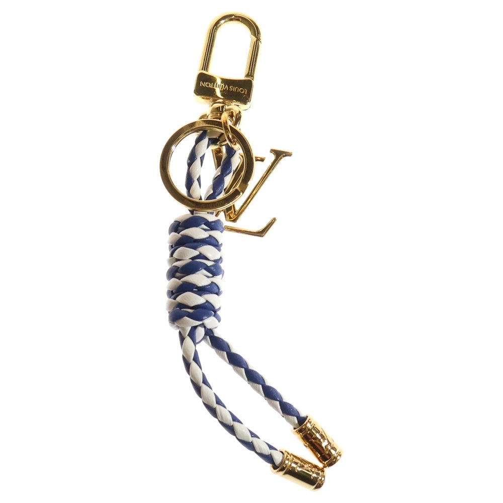 LOUIS VUITTON(ルイヴィトン) ノーティカル ノット モノグラム ロゴプレート レザー バッグチャーム アクセサリー ブルー/ゴールド M01816