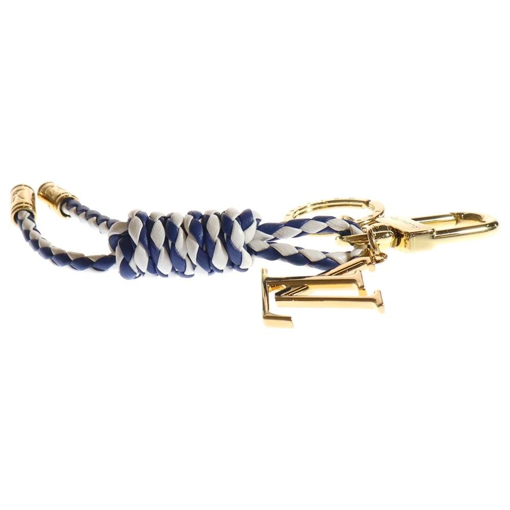 LOUIS VUITTON(ルイヴィトン) ノーティカル ノット モノグラム ロゴプレート レザー バッグチャーム アクセサリー ブルー/ゴールド M01816