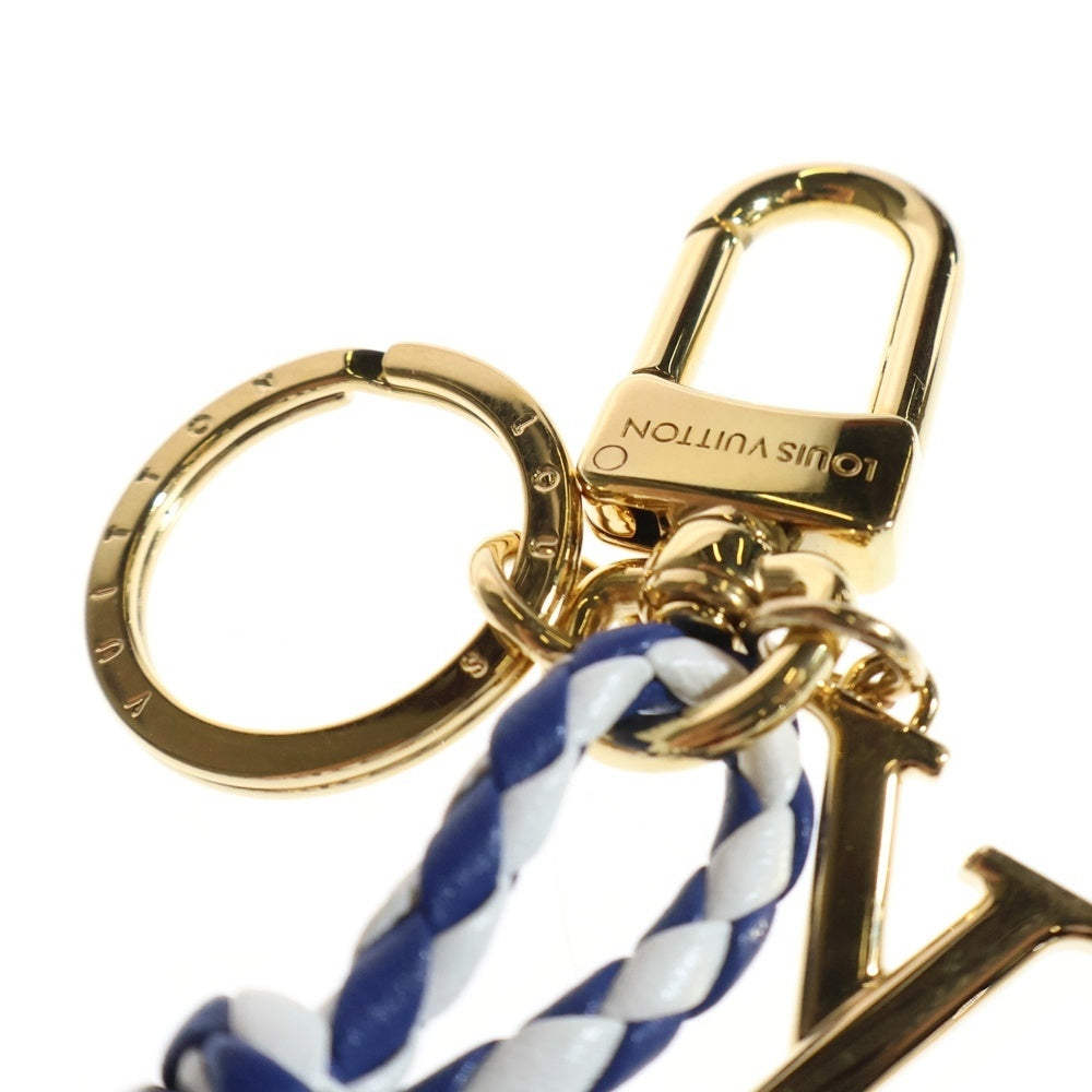 LOUIS VUITTON(ルイヴィトン) ノーティカル ノット モノグラム ロゴプレート レザー バッグチャーム アクセサリー ブルー/ゴールド M01816