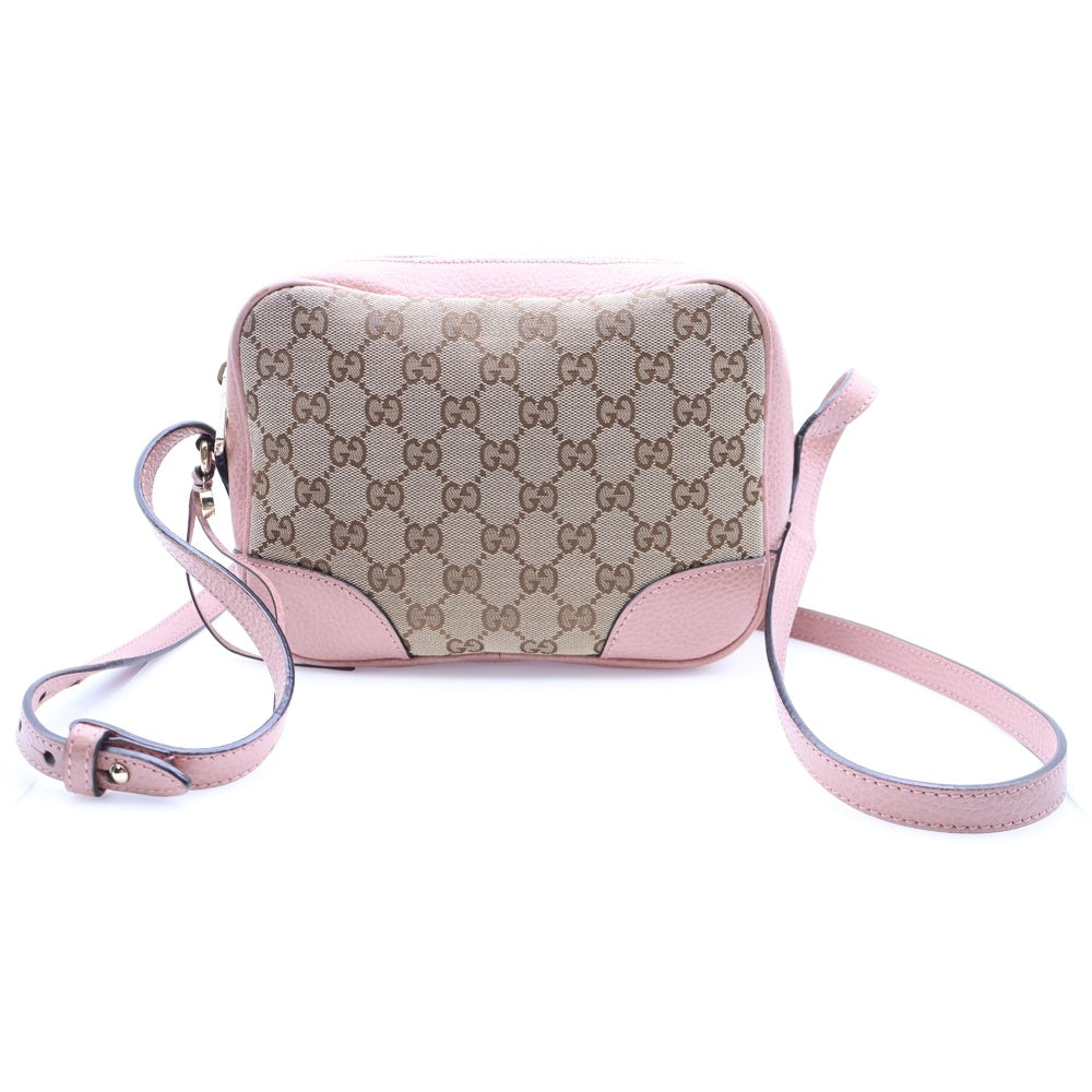 GUCCI(グッチ) GGキャンバス ショルダーバッグ ベージュ×ピンク ゴールド金具 キャンバス×レザー 449413