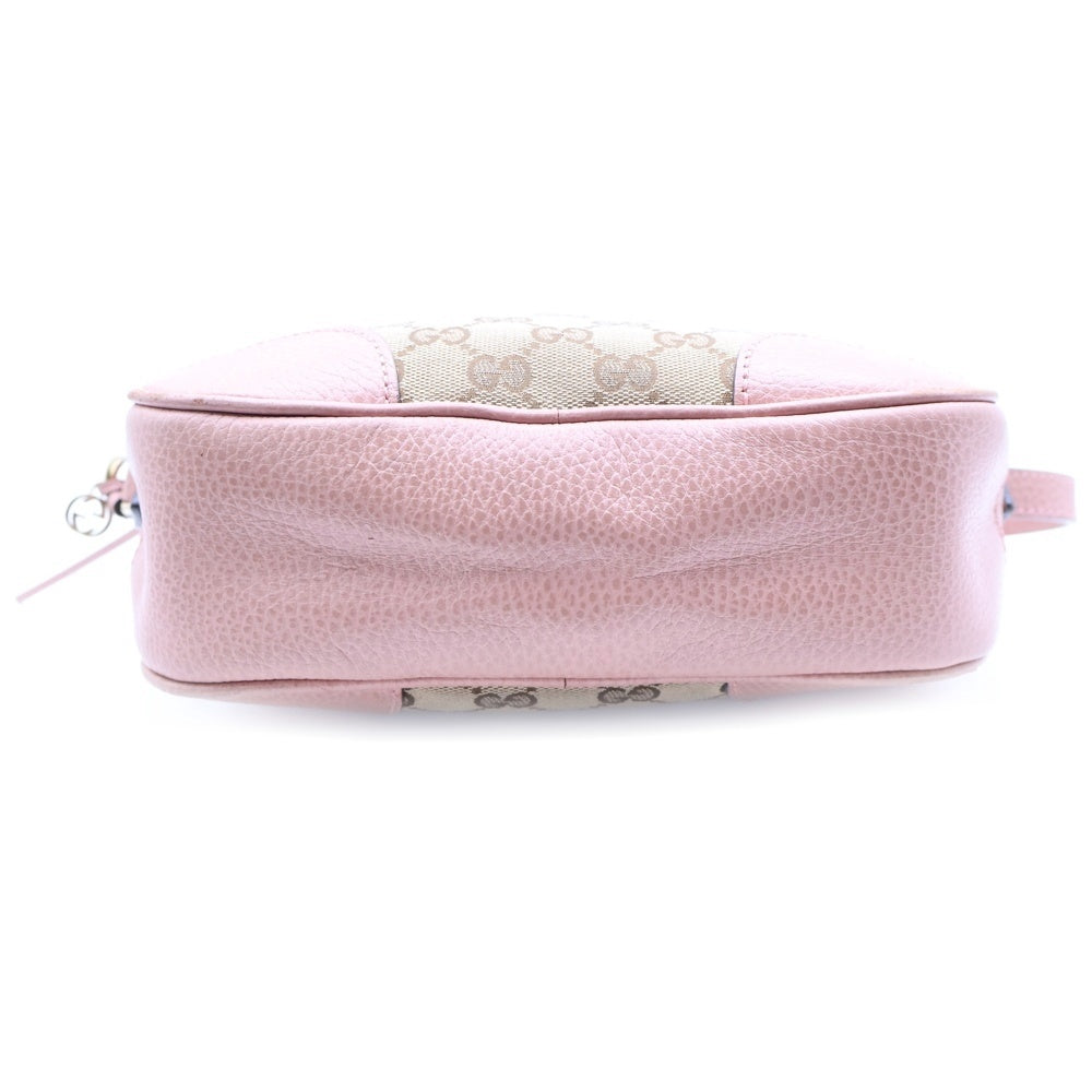 GUCCI(グッチ) GGキャンバス ショルダーバッグ ベージュ×ピンク ゴールド金具 キャンバス×レザー 449413