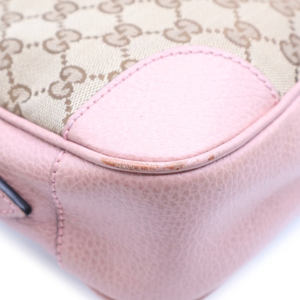 GUCCI(グッチ) GGキャンバス ショルダーバッグ ベージュ×ピンク ゴールド金具 キャンバス×レザー 449413