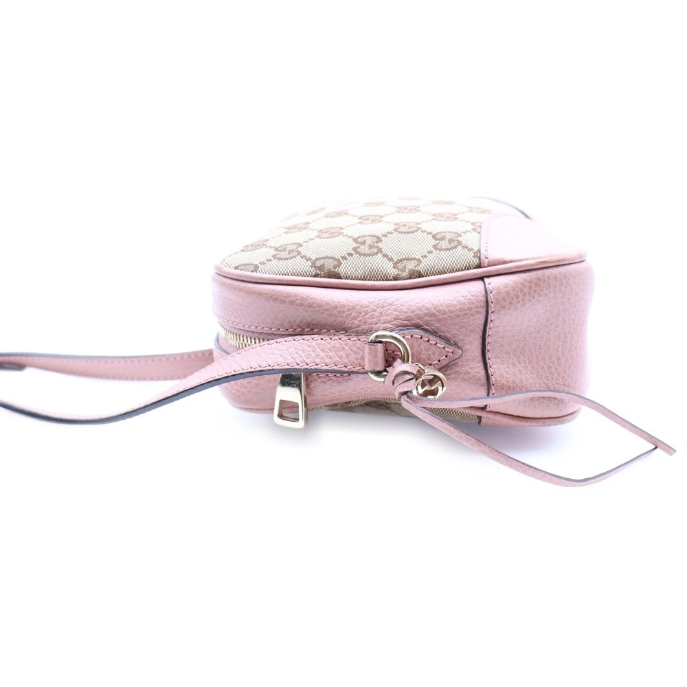 GUCCI(グッチ) GGキャンバス ショルダーバッグ ベージュ×ピンク ゴールド金具 キャンバス×レザー 449413