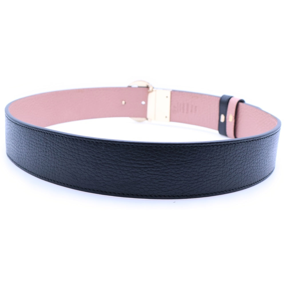 GUCCI(グッチ) ダブルG リバーシブルベルト ピンク×ブラック ゴールド金具 レザー 450000
