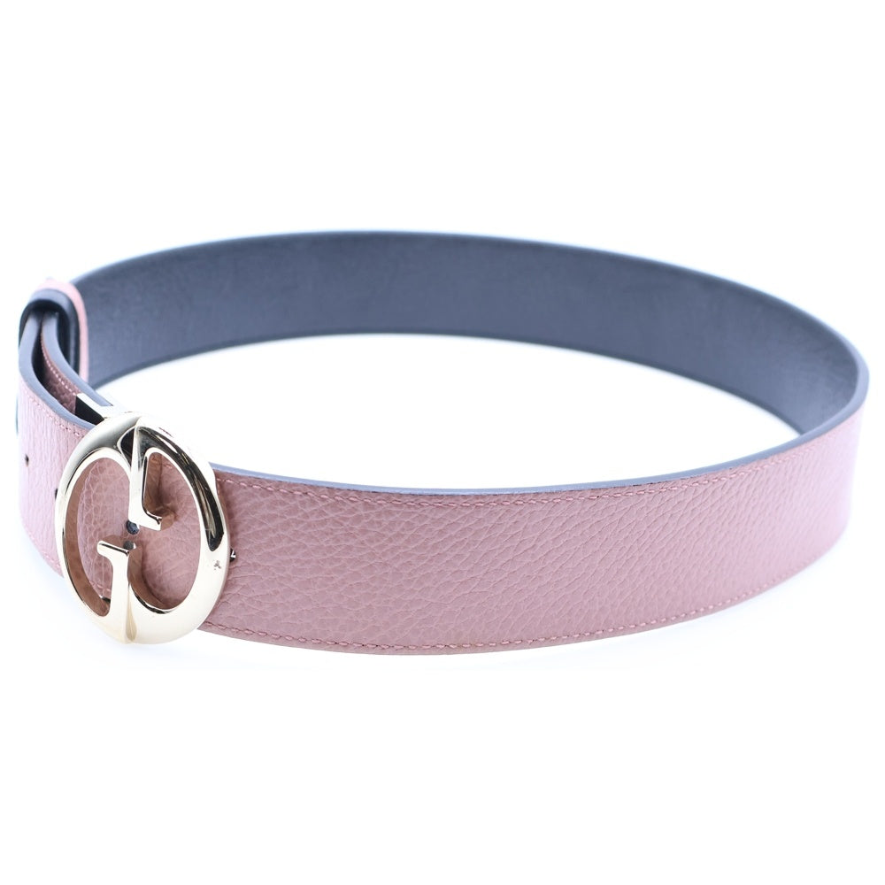 GUCCI(グッチ) ダブルG リバーシブルベルト ピンク×ブラック ゴールド金具 レザー 450000