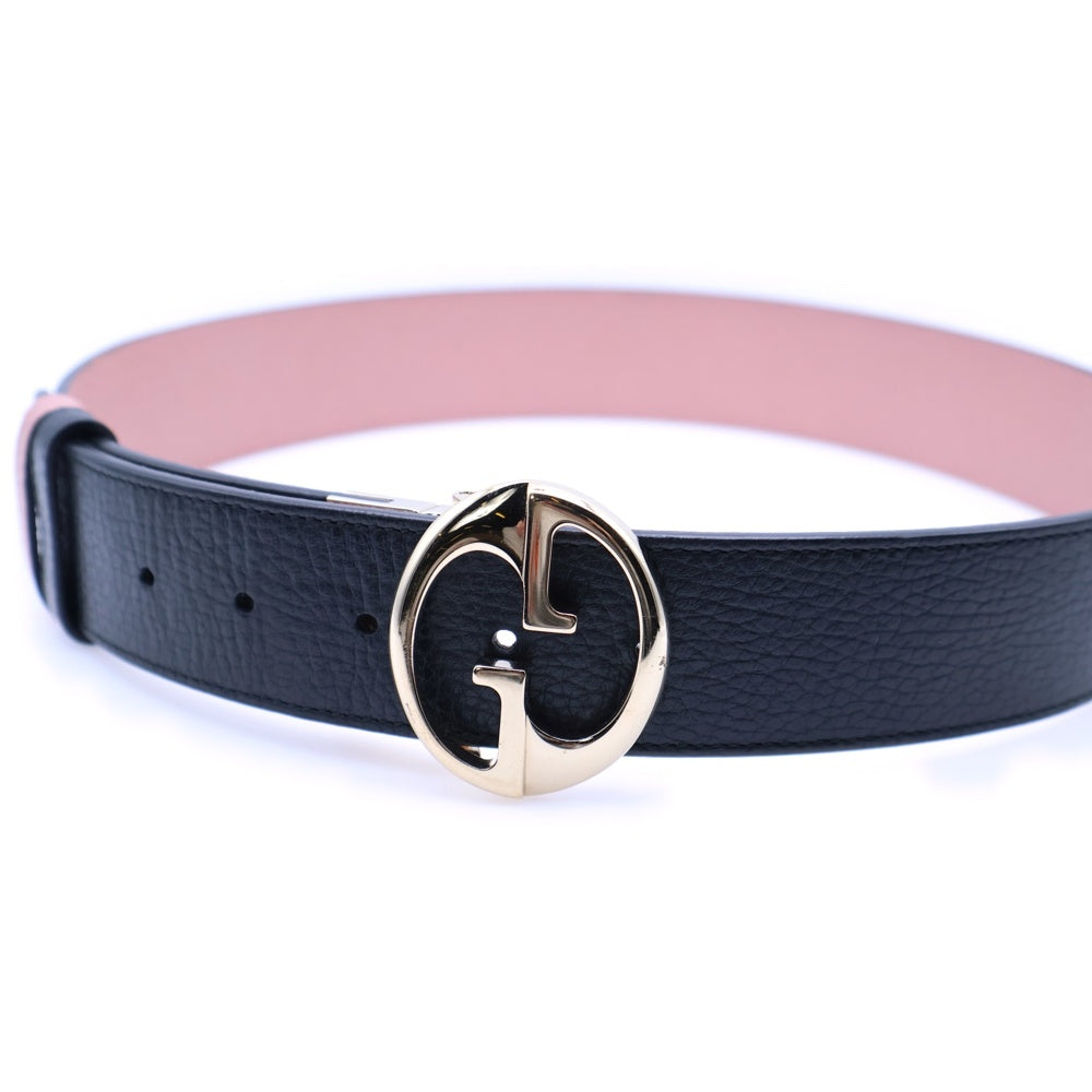 GUCCI(グッチ) ダブルG リバーシブルベルト ピンク×ブラック ゴールド金具 レザー 450000
