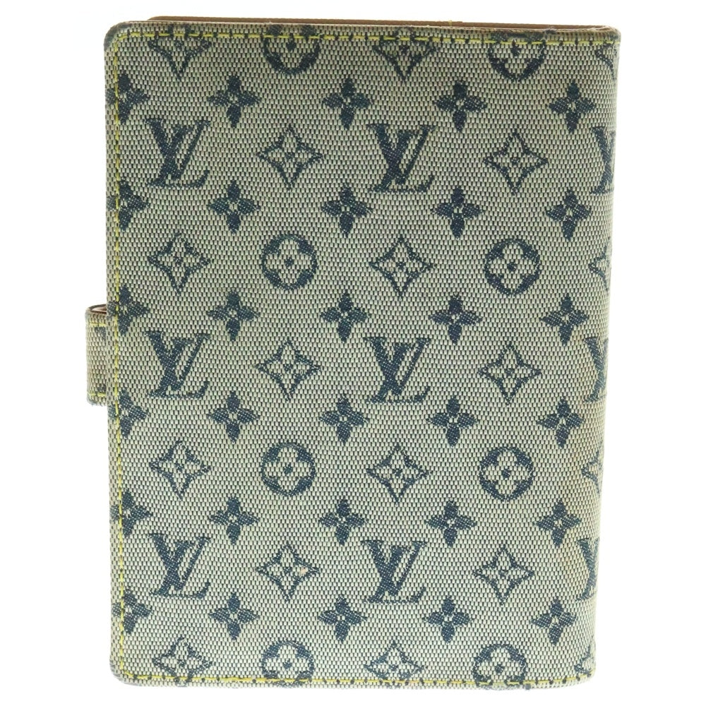 LOUIS VUITTON(ルイヴィトン) モノグラム ミニ アジェンダPM ブックカバー 手帳カバー バインダー ノート デニムブルー ゴールド金具 R20910