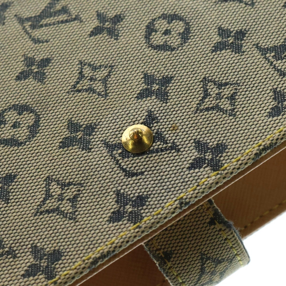LOUIS VUITTON(ルイヴィトン) モノグラム ミニ アジェンダPM ブックカバー 手帳カバー バインダー ノート デニムブルー ゴールド金具 R20910