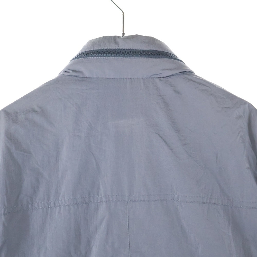 Ermenegildo Zegna(エルメネジルドゼニア) ラバー ワッペンロゴ ウールライニング フーデッド ジップアップ ナイロンジャケット ウィンドブレーカー グレー/レッド 7VU006 ZZT090