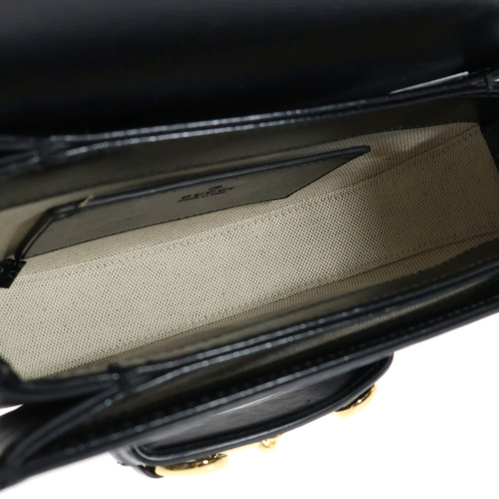 GUCCI(グッチ) ホースビット1955 ミニ ショルダーバッグ ブラック レザー ハンドバッグ 760191
