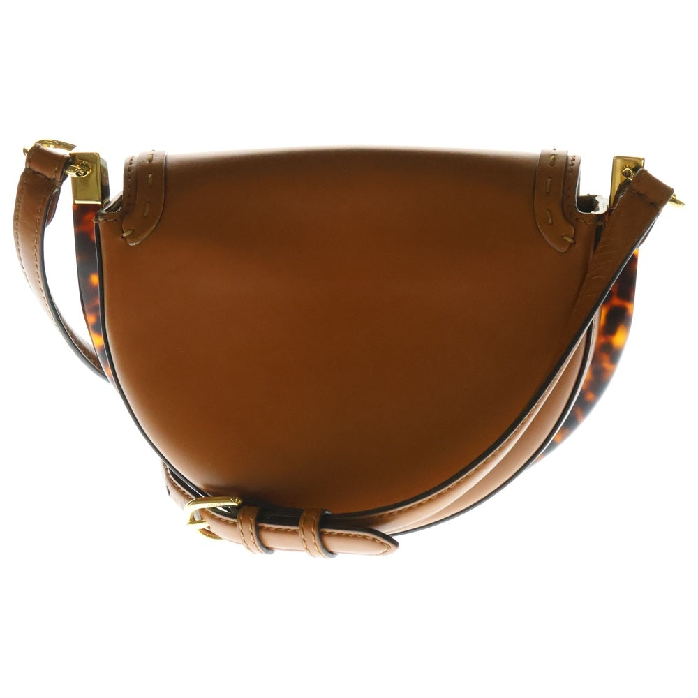 FENDI(フェンディ) ムーンライト FFロゴプレート レザー ショルダーバッグ ゴールド金具 ブラウン 8BT346
