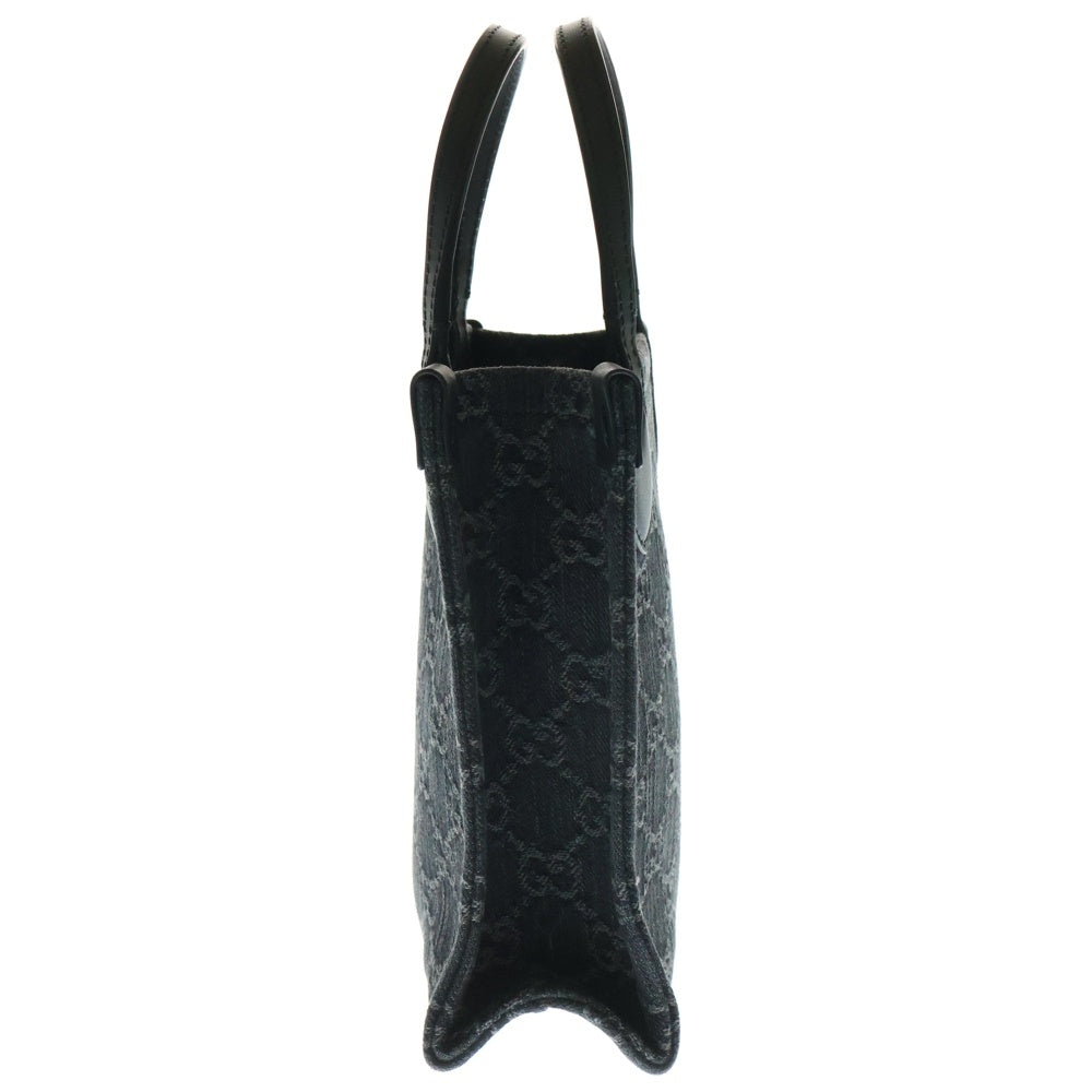 GUCCI(グッチ) GGデニム 2way ハンドバッグ ショルダーバッグ ブラック キャンバス×レザー 773730