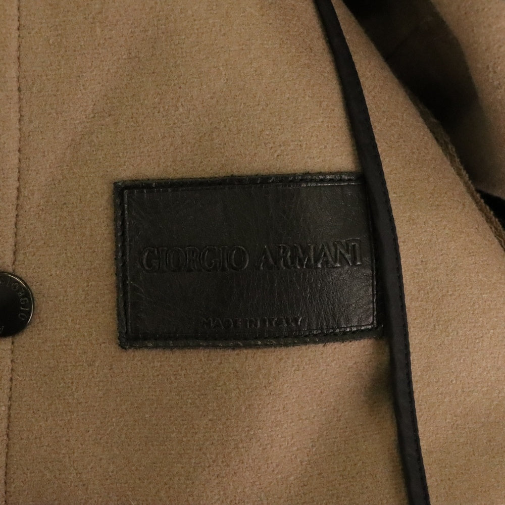 GIORGIO ARMANI(ジョルジオアルマーニ) ボンディング カシミヤ混 ウール ジップアップ ロング コート ベージュ USL16W US940