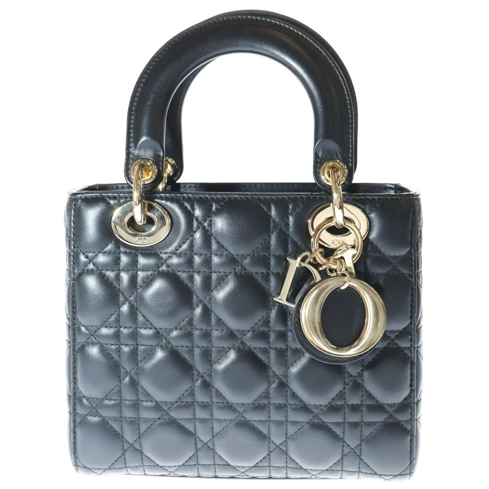Christian Dior(クリスチャンディオール) LADY DIOR My ABCDior マイレディディオール スモール 2WAY レザーハンドバッグ ショルダーバッグ ブラック レディース