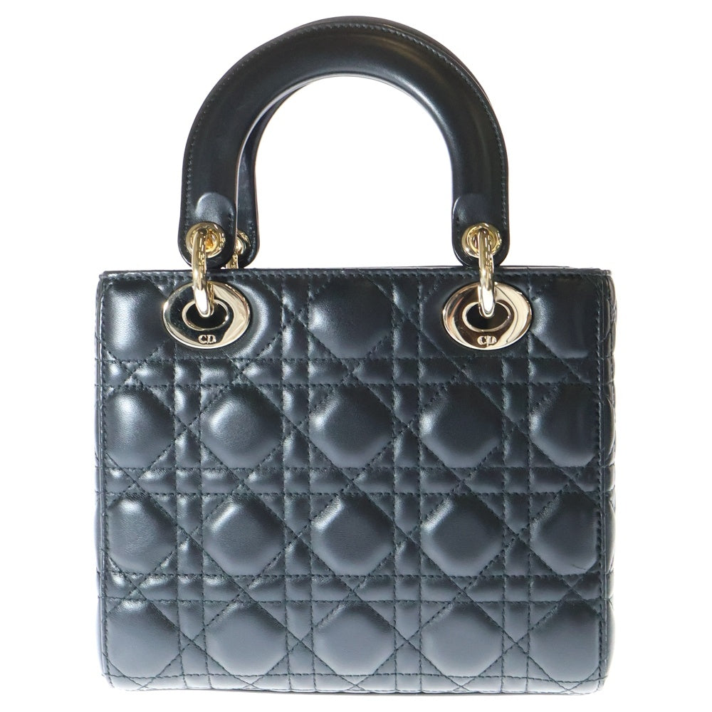 Christian Dior(クリスチャンディオール) LADY DIOR My ABCDior マイレディディオール スモール 2WAY レザーハンドバッグ ショルダーバッグ ブラック レディース