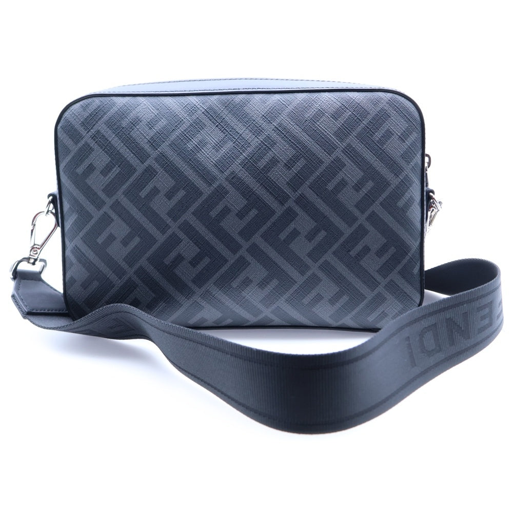 FENDI(フェンディ) ダイアゴナル カメラバッグ ショルダーバッグ ブラック×グレー シルバー金具 PVC×レザー 7M0286