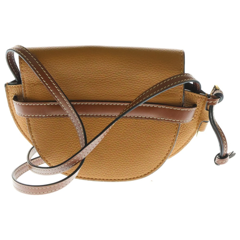 LOEWE(ロエベ) ゲートデュアル ミニ アナグラムロゴ レザー ショルダーバッグ ゴールド金具 ブラウン 321.12.U62