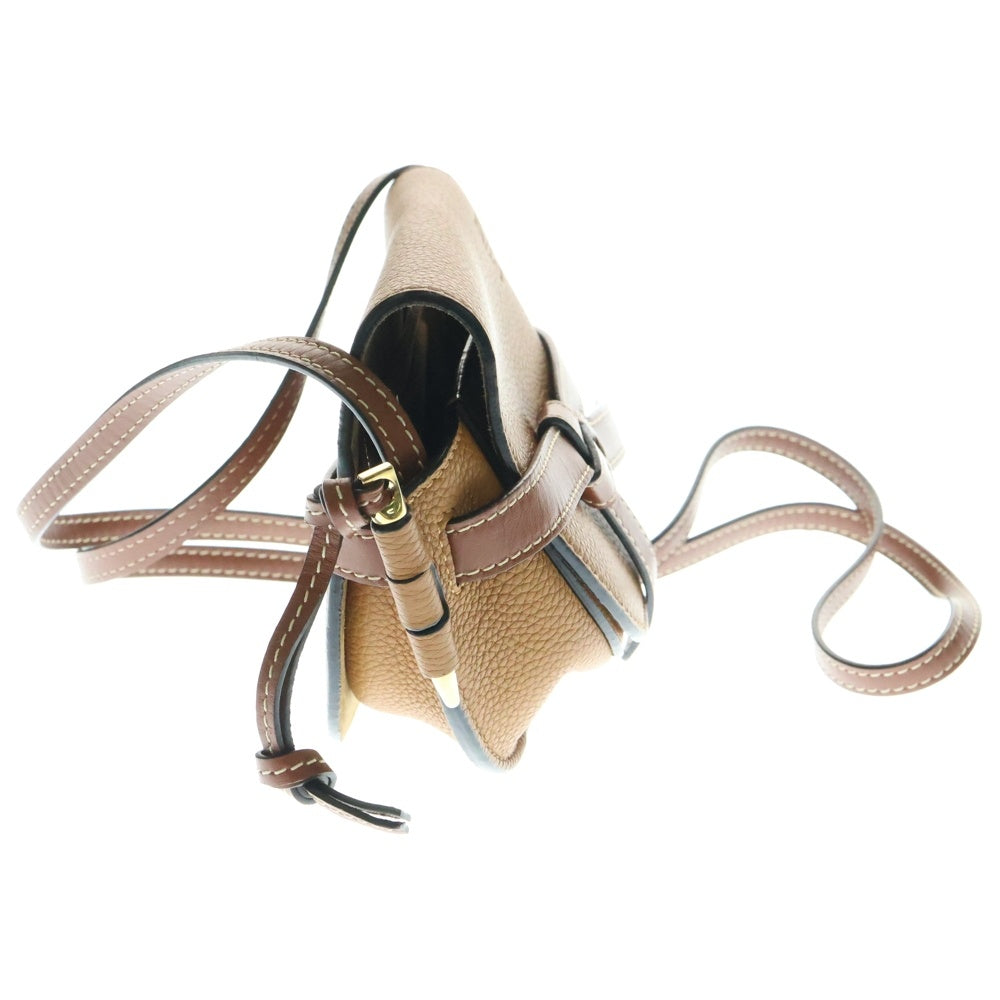 LOEWE(ロエベ) ゲートデュアル ミニ アナグラムロゴ レザー ショルダーバッグ ゴールド金具 ブラウン 321.12.U62