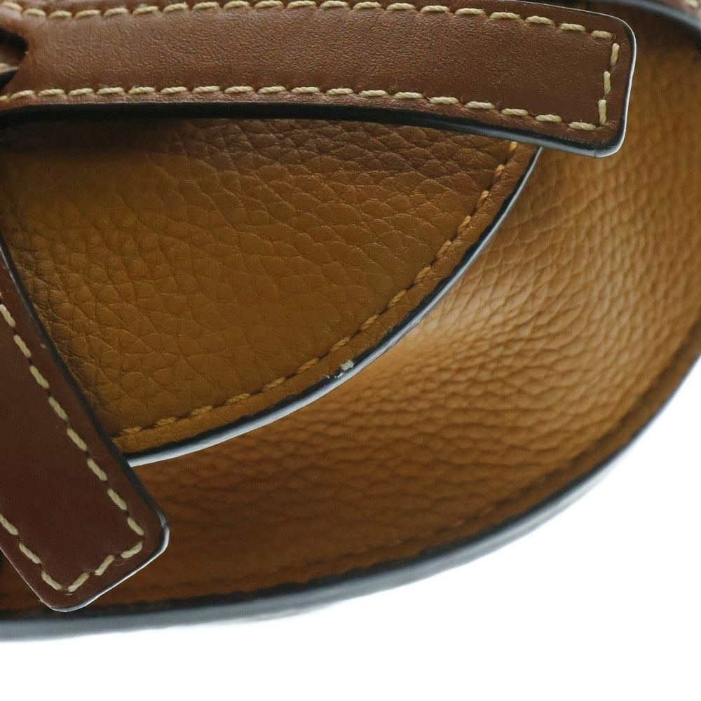 LOEWE(ロエベ) ゲートデュアル ミニ アナグラムロゴ レザー ショルダーバッグ ゴールド金具 ブラウン 321.12.U62