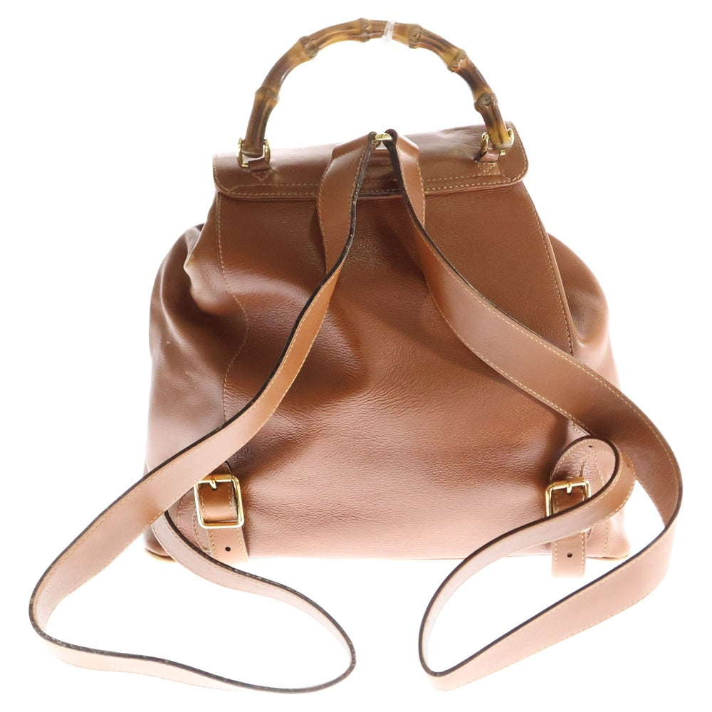 GUCCI(グッチ) バンブー リュックサック バックパック ブラウン レザー ゴールド金具 32058