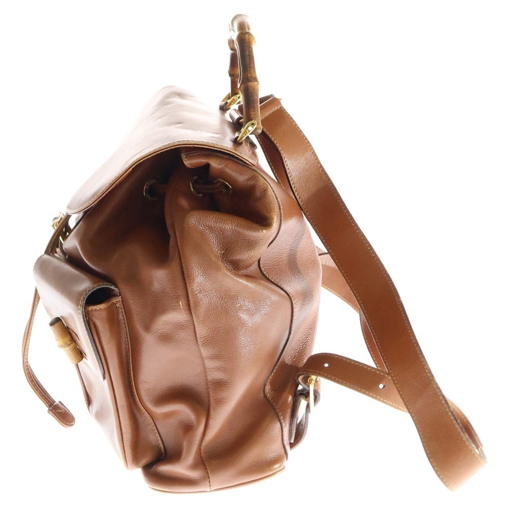 GUCCI(グッチ) バンブー リュックサック バックパック ブラウン レザー ゴールド金具 32058