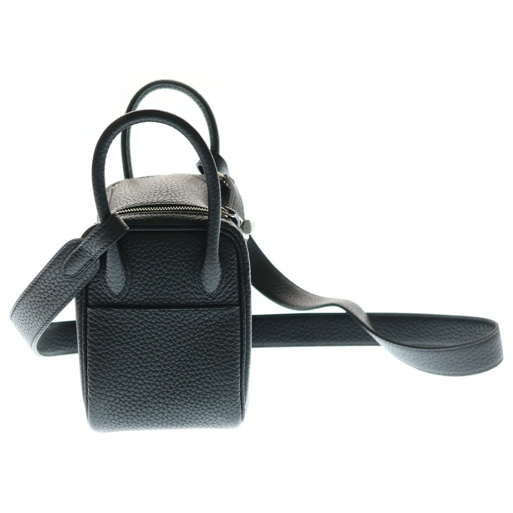 HERMES(エルメス) リンディ ミニ20 トリヨンクレマンス 2WAY レザーハンドバッグ ワンショルダーバッグ ブラック SV金具 K刻印