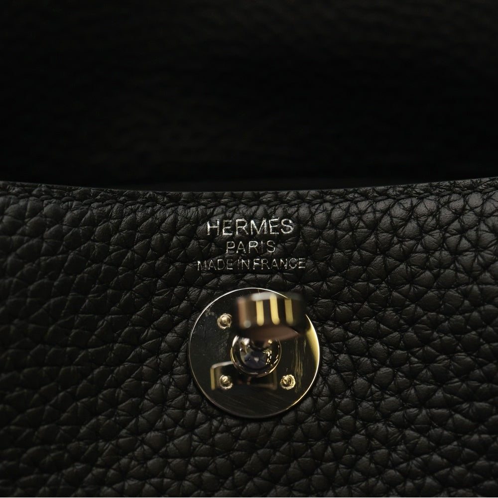 HERMES(エルメス) リンディ ミニ20 トリヨンクレマンス 2WAY レザーハンドバッグ ワンショルダーバッグ ブラック SV金具 K刻印