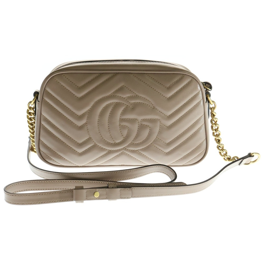 GUCCI(グッチ) GGマーモント チェーンショルダーバッグ ミニバッグ ピンクベージュ ゴールド金具 レザー 447632