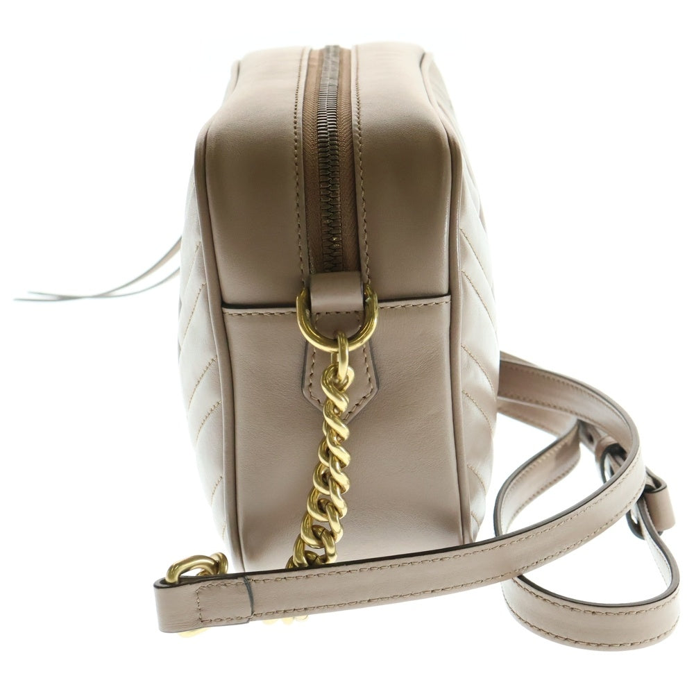GUCCI(グッチ) GGマーモント チェーンショルダーバッグ ミニバッグ ピンクベージュ ゴールド金具 レザー 447632