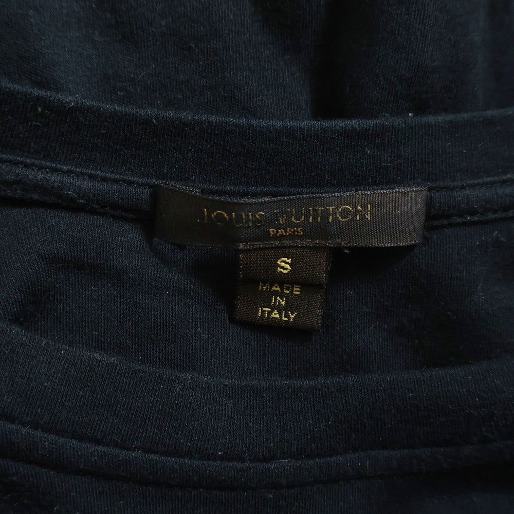 LOUIS VUITTON(ルイヴィトン) 08SS ロゴ刺繍 ボーダープリント ショルダーボタンデザイン クルーネック 半袖Tシャツ カットソー ブラック レディース RW081W WMTS09JBC