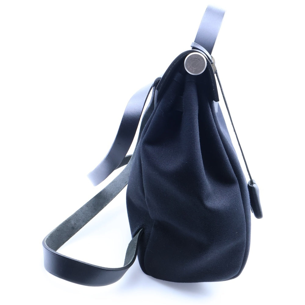 HERMES(エルメス) エールバッグPM ハンドバッグ バックパック リュックサック ブラック トワルアッシュ×ボックスカーフ シルバー金具 □D刻印