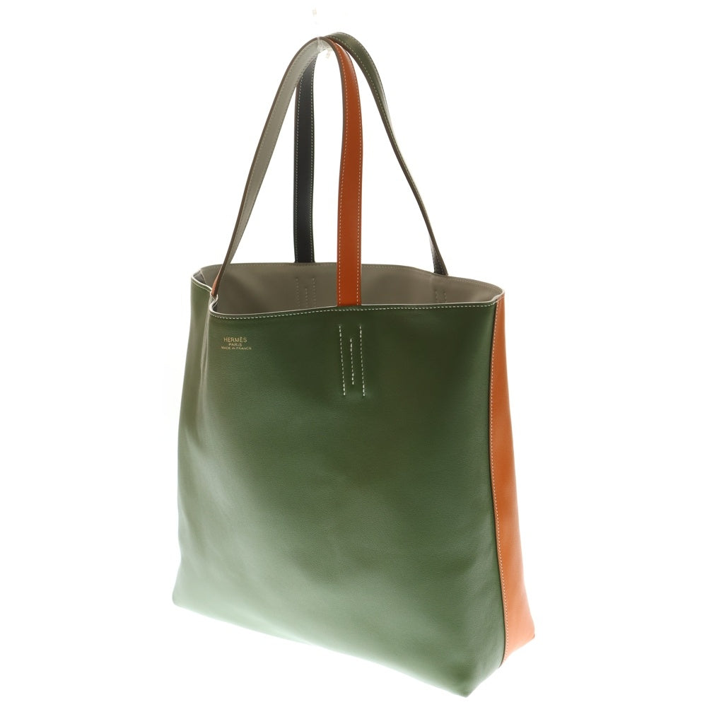HERMES(エルメス) ドゥブルセンス45 リバーシブルレザートートバッグ マッシュルーム×グリメイヤー/オレンジミニアン×カノピ スイフト マルチカラー K刻印