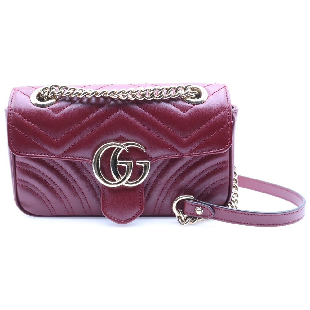 GUCCI(グッチ) GGマーモント チェーン ショルダーバッグ レッド レザー 446744