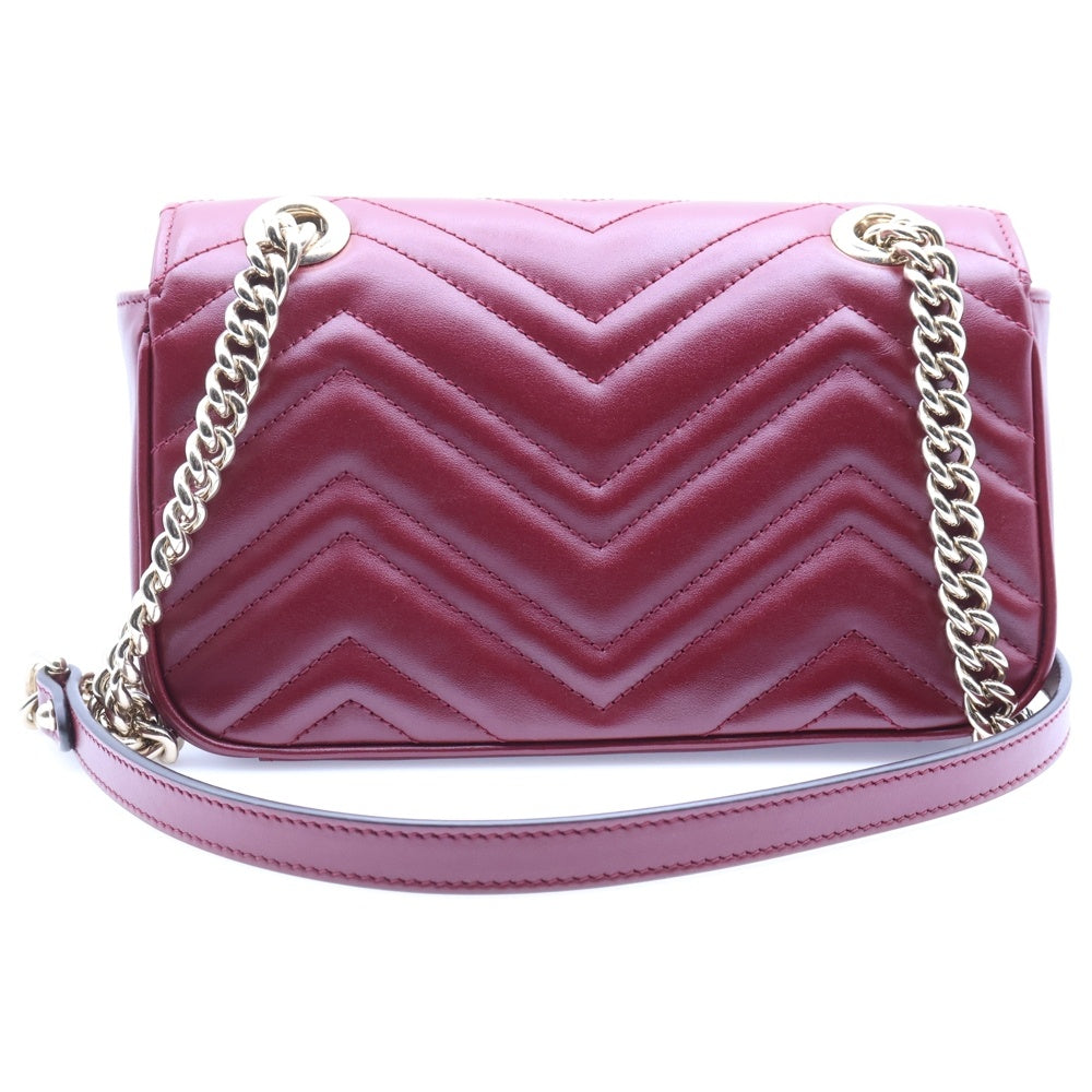 GUCCI(グッチ) GGマーモント チェーン ショルダーバッグ レッド レザー 446744