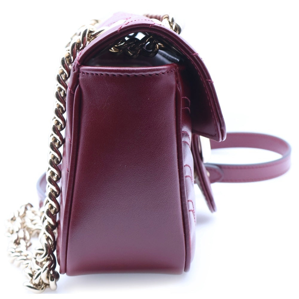 GUCCI(グッチ) GGマーモント チェーン ショルダーバッグ レッド レザー 446744