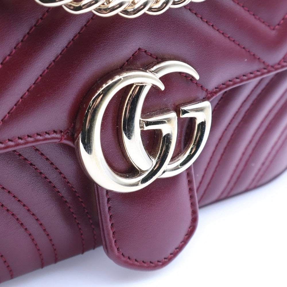 GUCCI(グッチ) GGマーモント チェーン ショルダーバッグ レッド レザー 446744