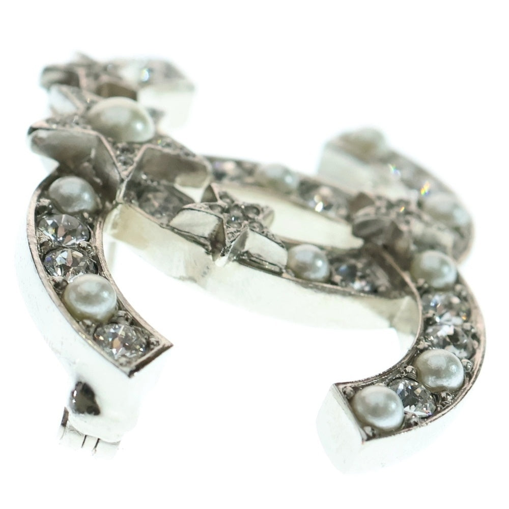 CHANEL(シャネル) ココマーク スターラインストーン パール ブローチ ピンバッジ シルバー